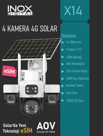 INOX-X14 4LENS ESİM SOLAR KAMERA