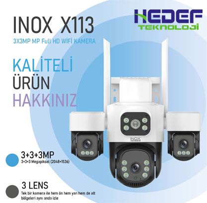 INOX-X113 3+3+3 MP 3 LENSLİ WİFİ PTZ KAMERA